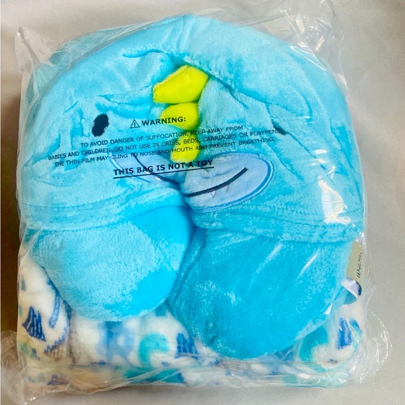 Dinosaur Kids Hooded Travel Pillow with Matching Throw - Picture 2 of 3